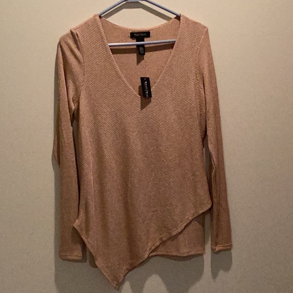 NWT BHWM size small asymmetrical top in a goldish tan color